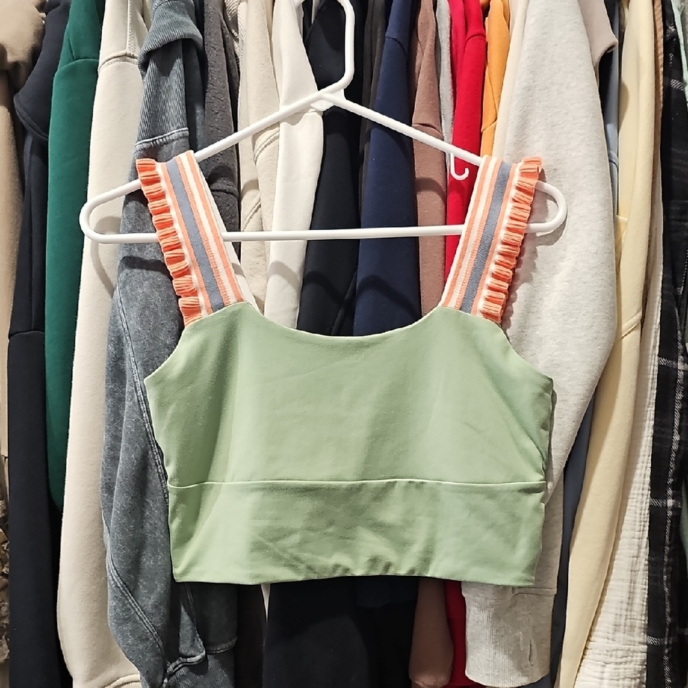 Altar'd State Green Sports Bra with Striped Straps